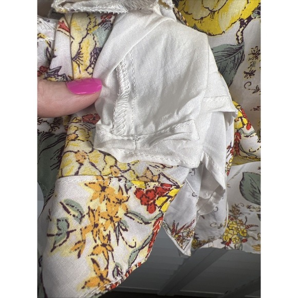 Free People Yara Floral Printed Peasant Flutter Sleeve Mini Dress Size Large NWT - Picture 11 of 15